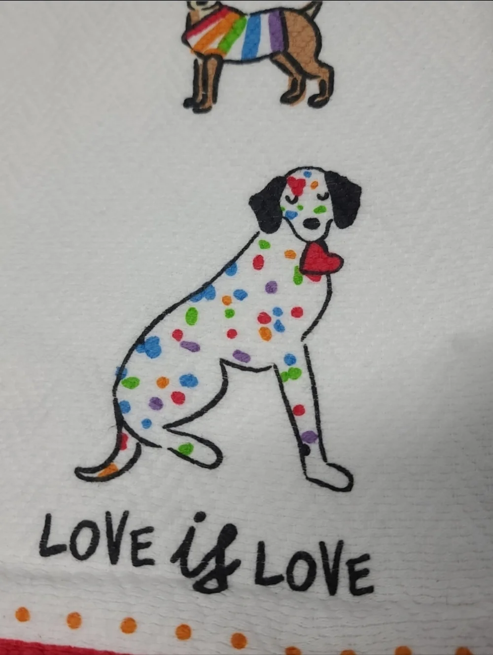 2 Envogue Love is Love Dog Rainbow Pride Kitchen Towel Set New